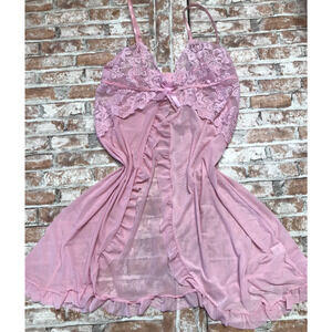 Sexy Sleeveles Babydoll Nightdress Women's Lace Strappy Open Front Sleepwear XXL